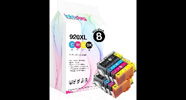 Inktdag Inktcartridge voor HP 920 XL cartridges, hp 920xl multipack zwart + kleur set 8 pak geschikt voor printers HP Officejet 6000 , 6500 , 6500 A , 6500 A Plus , 7000 , 7500 A , Pro 6000
