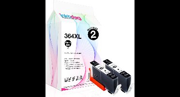 Inktdag inktcartridge voor HP364XL photo black, hp364 photo zwart inktcartridges multipack van 2 stuks voor HP Photosmart 5510 ,5514, 5515 ,5522 ,5524 ,5525 ,6510 ,6525 ,7510, 7520 ,B109n , B110 ,B209a ,B210, B8550 ,C5380 ,C6380 ,D5460