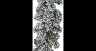 Everlands Dennenslinger - groen - met sneeuw - 270 cm - 20 cm breed - dennen guirlandes - kerstversiering