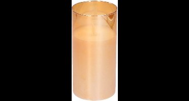 Luxe LED kaars/stompkaars in gouden glas 15 cm flakkerend - Kerst diner tafeldecoratie - Home deco kaarsen