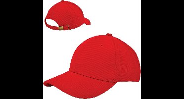 6 Panel Cap van zwaar geborsteld katoen met koperen bucklesluiting - Rood