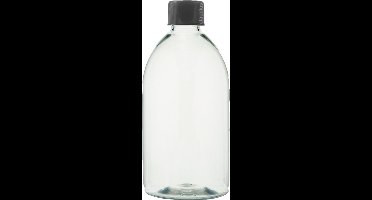 Lege Plastic Fles 500 ml PET transparant - met zwarte dop - set van 10 stuks - Navulbaar - Leeg