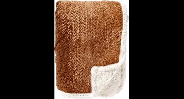 Dutch Decor - BOBBY - Plaid 150x200 cm - fleece deken met sherpa voering - Tobacco Brown - bruin