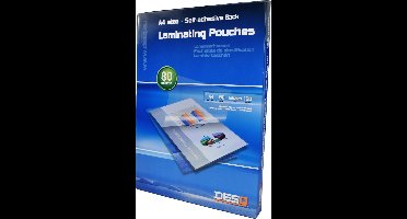 DESQ® Lamineerhoes | A4 | 80 micron | Zelfklevende Rug | Glanzend | 100 stuks |216 x 303 mm | Premium | 71148
