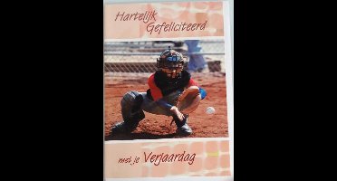 Hartelijk gefeliciteerd met je verjaardag! Een grappige kaart voor de echte honkbal/slagballiefhebbers. Een leuke kaart om zo te geven of om bij een cadeau te voegen. Een dubbele wenskaart inclusief envelop en in folie verpakt.