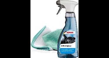 Sonax Anti Condens Sray voor Voorruit en Spiegels, set met twee speciale microfiber doekjes