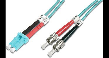 Digitus DK-2531-02/3 Glasvezel kabel 2 meter LC ST I-VH OM3 Aqua-kleur