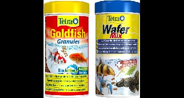Tetra Visvoer Goldfish Vlokken - Vissenvoer + Tetra Wafermix voor bodemvissen - 2x 250 ml