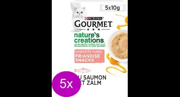 5x Gourmet Nature's Creations - Puree met Zalm & Wortel - Kattenvoer - 5x10g