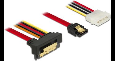 SATA haaks naar SATA data- en Molex voedingskabel - SATA600 - 6 Gbit/s / rood - 0,30 meter