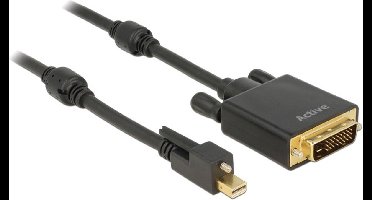 Premium Mini DisplayPort 1.2 naar DVI actieve kabel (4K 30 Hz) / zwart - 2 meter
