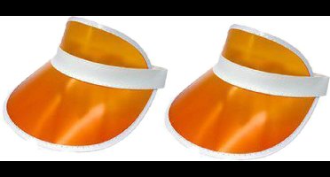 2x stuks oranje zonneklep/visor voor volwassenen - petjes - koningsdag Nederland supporters