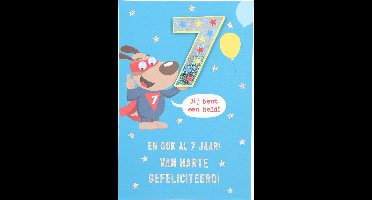 Cijferkaarten - De mooiste Leetijd - Verjaardagskaart Jij bent een held! En ook al 7 jaar! ?