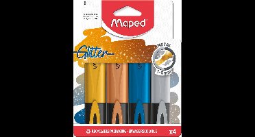 Maped Fluo'Peps Glitter Metal tekstmarkers - 4 stuks