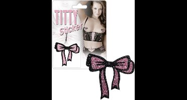 Titty Sticker - Tepelplakkers - Tepel Stikker - Roze Glitter - Strikje