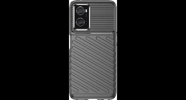 Just in Case hoesje geschikt voor Oppo A96 - Siliconen Hoesje met Grip - Zwart