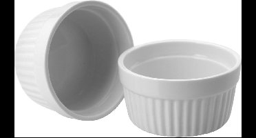 Excellent Houseware Creme brulee schaaltjes - 2x stuks - bakjes - wit - 11 x 5 cm - porselein - Tapas schaaltjes