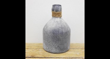 SENSE Decoratieve Fles Vaas Grijs - Frosted vaas - Kleine Glazen Flesjes – Bloemenvaasje – Mini Fles vaas