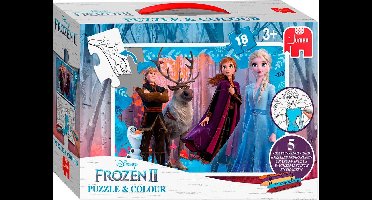 Jumbo Legpuzzel/kleurplaat Disney Frozen Ii 2-in-1 18 Stukjes