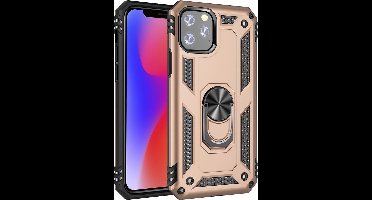Ntech hoesje Geschikt voor iPhone 11 Pro Armor Ringhouder TPU - Goud