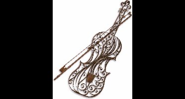 Maddeco - Wanddecoratie - ijzeren - viool met strijkstok - bruin ijzer