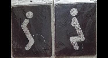 MadDeco - blikken - toilet - bordjes - man - vrouw - set 65 - toiletbordjes