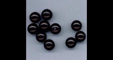 Glas parels rond 10 milimeter Zwart zak 15 Stuks