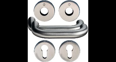 Hoppe deurgarnituur met cilinderrozetten s/g RVS - kruk/kruk - Sertos - E138/42H/42HKVS/f69