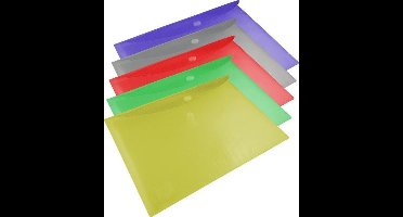 EXXO-HFP #92400 - A5 Documentenmap - Landschap model - Drukknop sluiting - Assorti kleuren - 150 stuks (15 pakken @ 10 stuks)