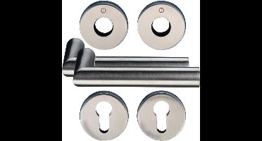 Hoppe deurgarnituur met cilinderrozetten s/g RVS - kruk/kruk - Sertos - E1400/42H/42HKVS/f69