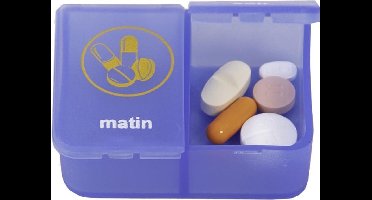 Pillendoos 1 dag - 2 vaks transparant blauw FR