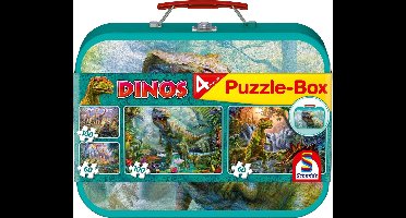 Schmidt - Legpuzzel - Dino's, puzzelbox, 2x60 & 2x100 stukjes in metalen koffer - Kinderen - vanaf 6 jaar