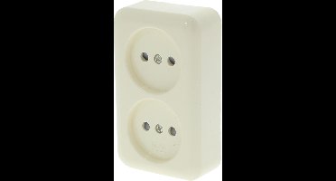 Contactdoos Opbouw Tweevoudig Kindbeveiliging - Creme