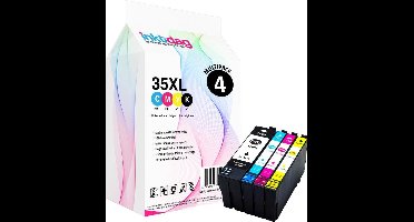Inktdag inktcartridges voor Epson 35 XL / Epson 35XL, multipack van 4 kleuren (1*BK, C, M en Y) voor Epson WorkForce Pro WF-4740, WF-4730, WF-4720, WF-4725 mét chip