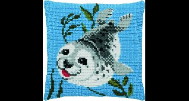 Pako borduurpakket kruissteek kussen - zeehondje - geprint stramien - 003.204 - DIY kit