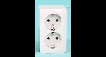 Contactdoos Dubbel 230V Opbouw Wit