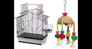 Vogelkooi Iza III Met Badhuis + Kokosnoot