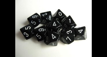 Chessex Opaque Zwart/wit D10 Dobbelsteenset (10 stuks)