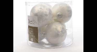 Decoris Kerstballen - 6 st - wit ijslak - glas - mat-glans - 8 cm