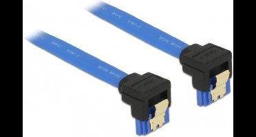 SATA datakabel - haaks naar beneden / haaks naar beneden - plat - SATA600 - 6 Gbit/s / blauw - 0,20 meter