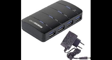 Renkforce RF-3016752 USB-hub 4 poorten USB-A USB 3.0 5 GBit/s Met status-LED's Zwart