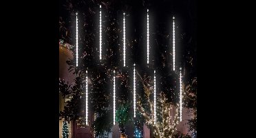 LED Meteoriet regenlichten kerst - 360 LED ijspegels,10 spiralen - 50 cm tubes - Koud wit