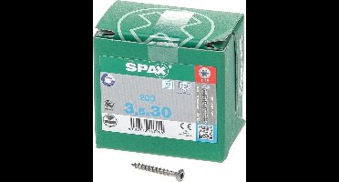 Spax Spaanplaatschroef lenskop RVS T-Star T15 3.5x30mm (per 200 stuks)