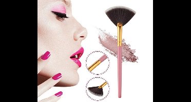 Hiden - Fan Make-up Brush - Make up Kwast - Oogschaduw - Borstel - Beauty & Make up - Gift - Roze