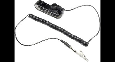 TRU COMPONENTS WristME-SET-10-183-K ESD-armband Zwart Incl. aardingskabel Drukknop 10 mm, Krokodilklem