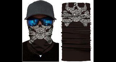 Motor Gezichtsmasker Nekwarmer Skull & Bones - Masker - Joker - Motormasker - Skimasker - Motorsjaal - Halloween face shield spatmasker gezichtscherm