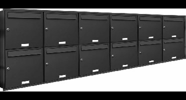 12 - twaalf - personen - adressen - brievenbus - inbouw - RVS - RAL 7016