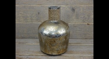 SENSE Decoratieve fles vaas met opdruk - Vintage stijl vaas - Vaas zilver antiek