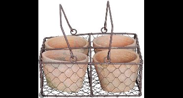 4 potjes AT in draadmand met handvaten