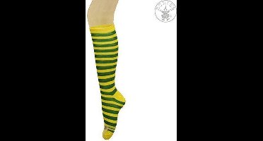 Rubies Gestreepte Kniekousen Geel/Groen – Verkleedaccessoire